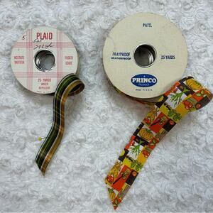 Vintage 1970’s Princo Harvest Time & Plaid Ribbon 2 Spools